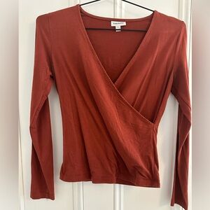 Frank and Oak burnt orange wrap top